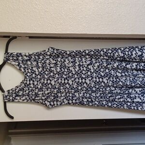 Navy & White Sleeveless Pleaded Flareout Summer dress, size PXL, pullover.